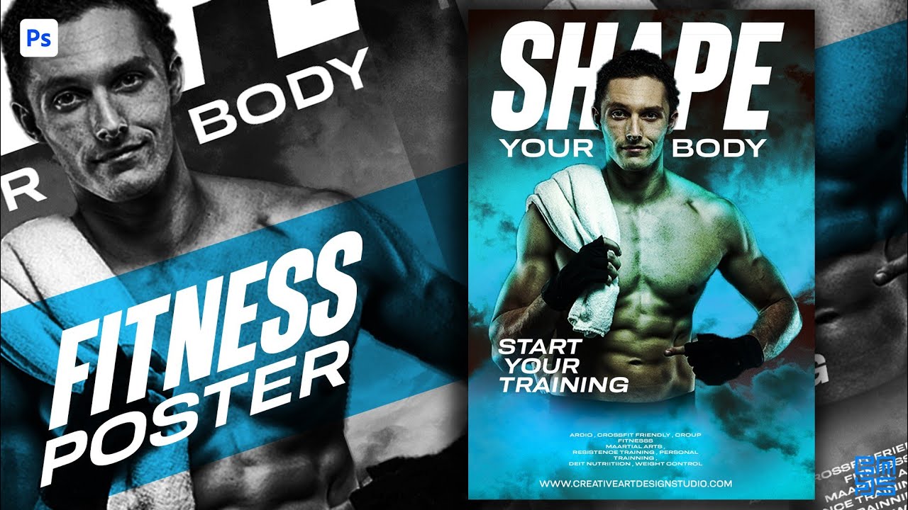 Fitness poster design PHOTOSHOP in  HINDI / हिंदी
