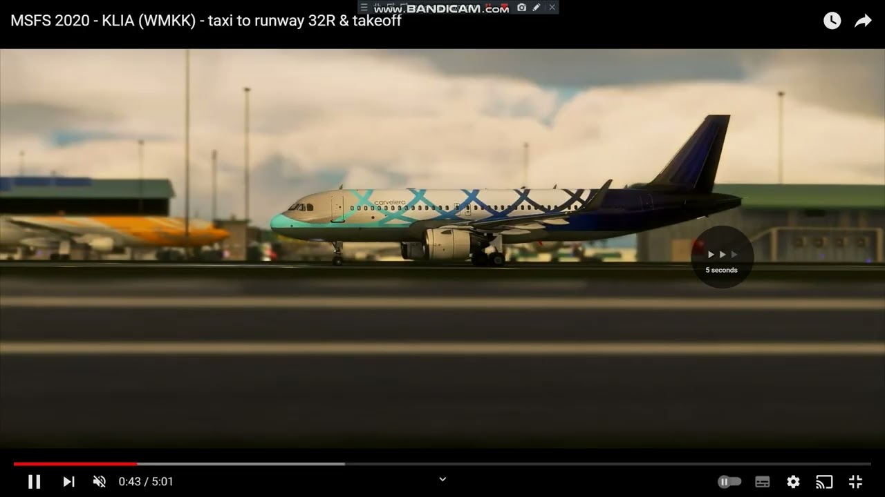 KLIA (WMKK) taxi to runway & takeoff