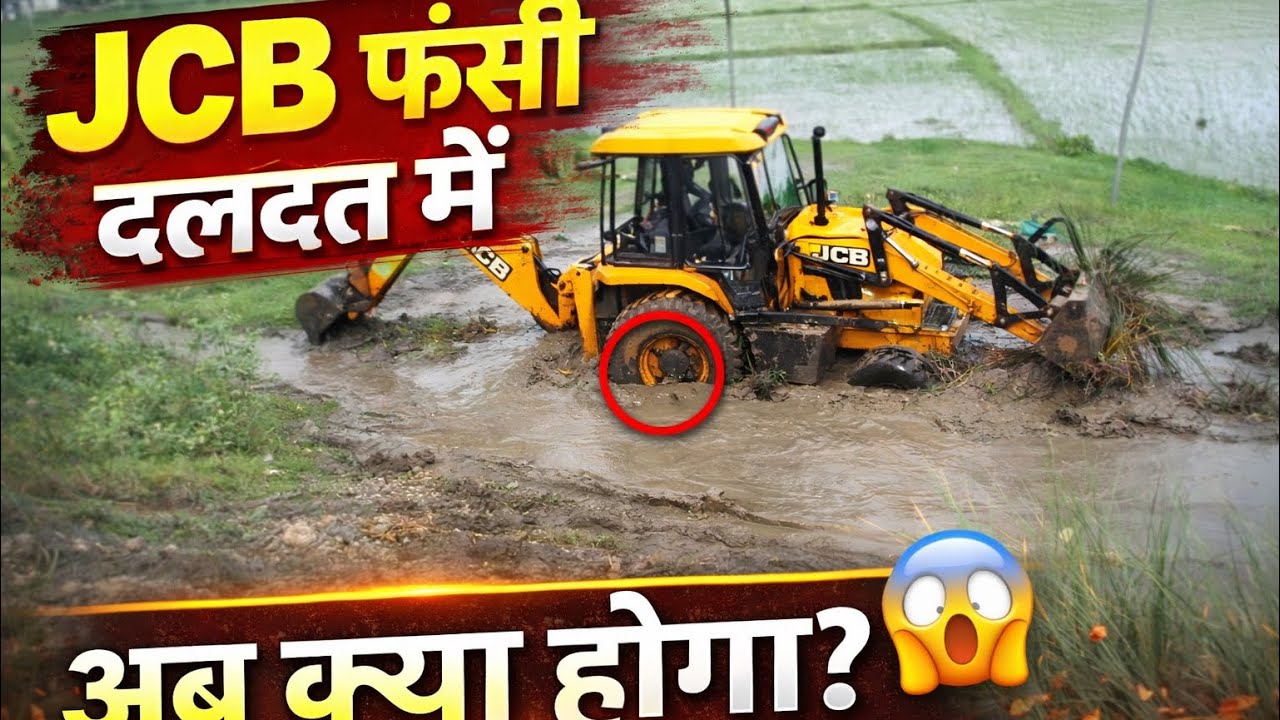 JCB मशीन फंसी कीचड़ में । ऑपरेटर परेशान😡