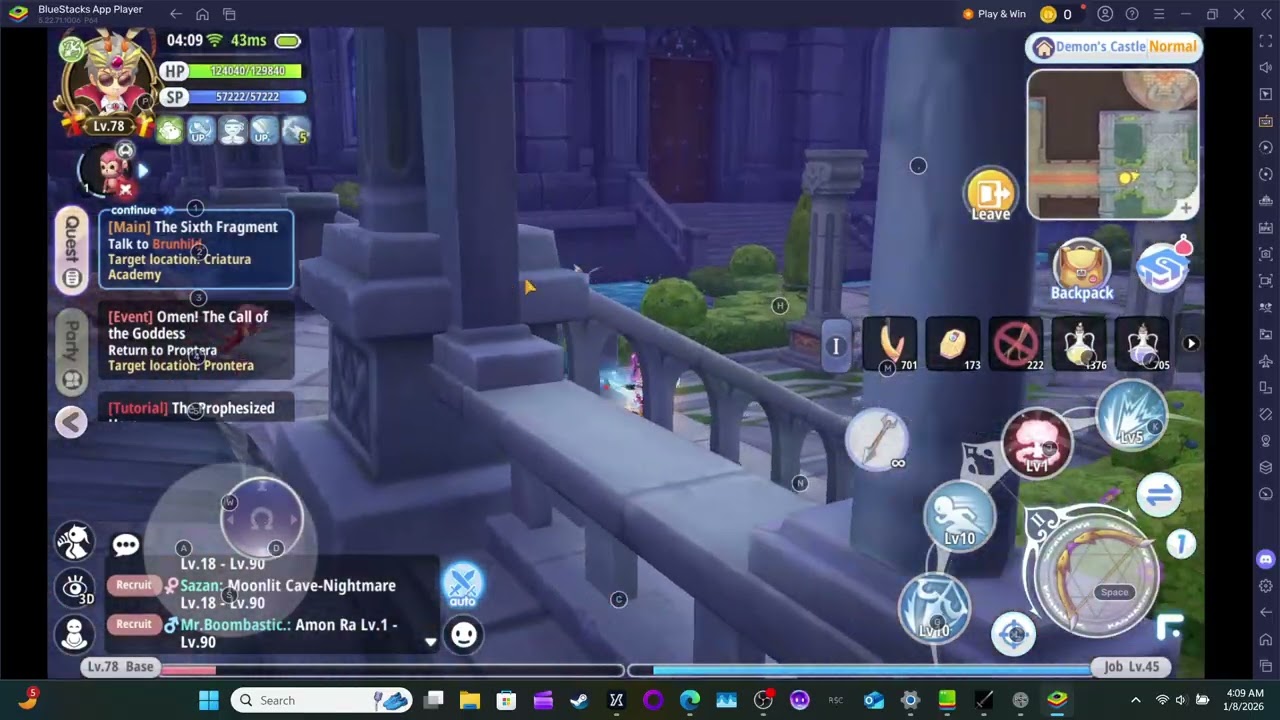 Lvl 78 and unlocking [Demon's Castle]. Before i logged i entered and got as far as i could solo