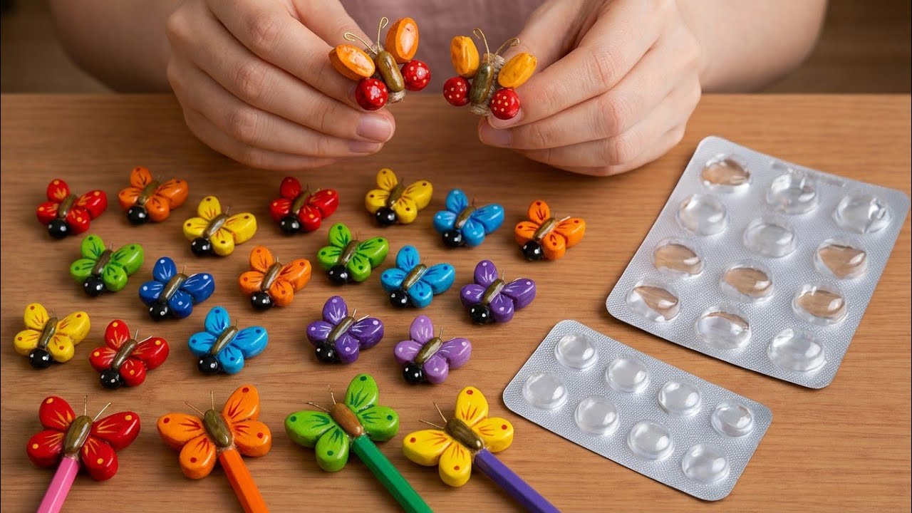 Don’t Throw Away Pill Blister Packs! 💊 Make a Beautiful Butterfly Pencil Topper 🦋✏️ | Easy DIY Craft