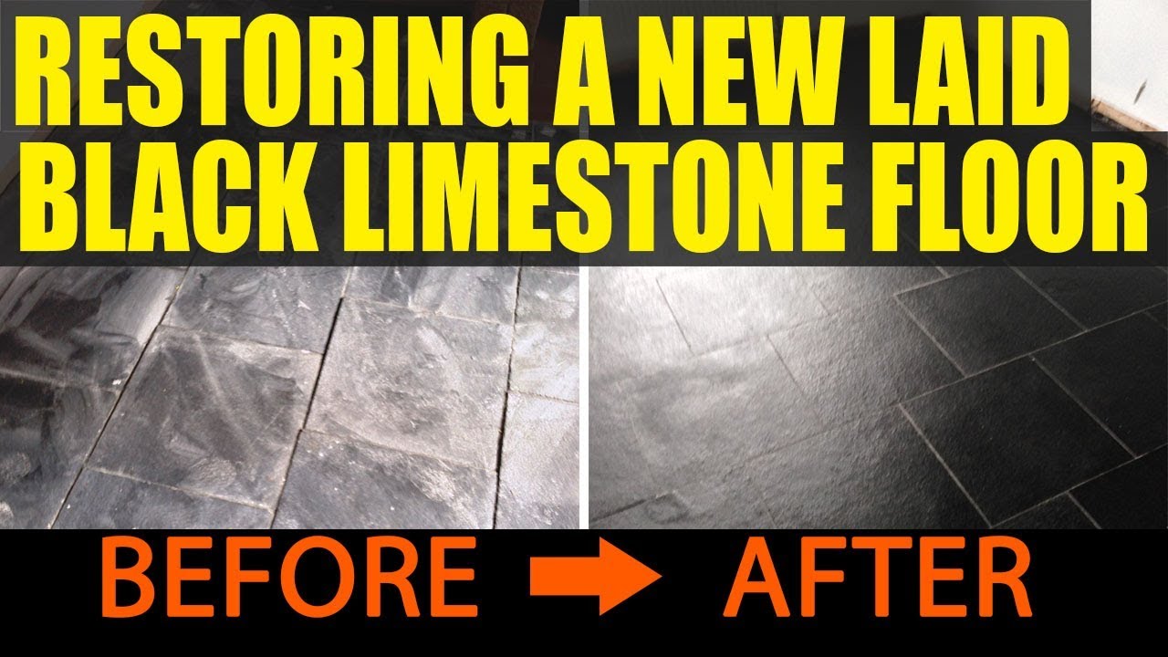 Restoring a new laid black Limestone floor in Pillerton Hersey