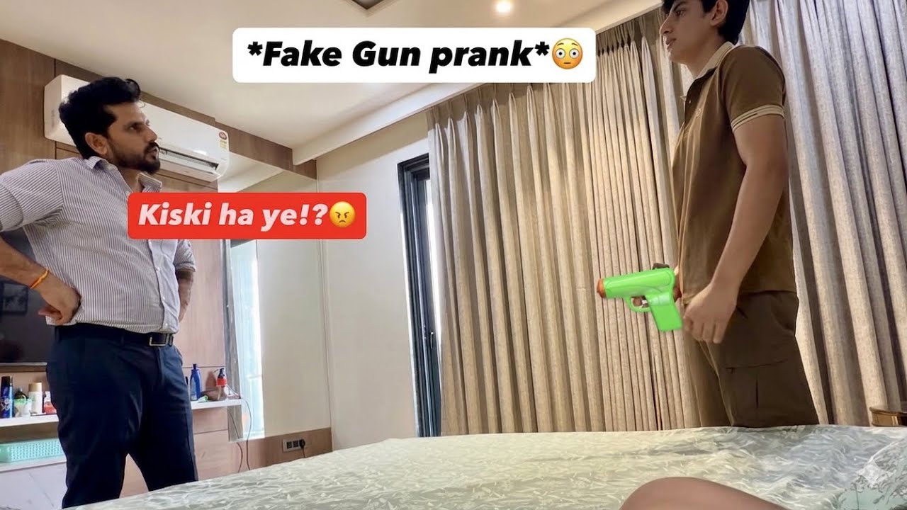Fake gun prank on papa😳*He lost control*
