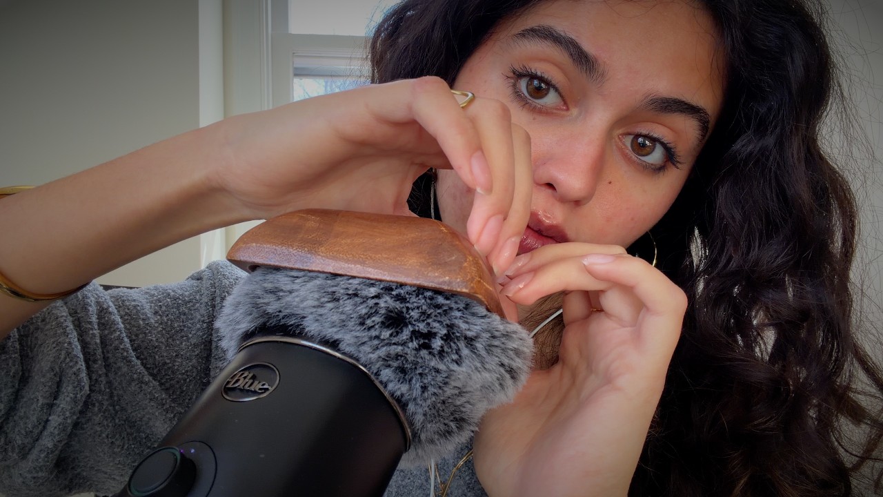 ASMR brain scratching and mouth sounds  🪵✨