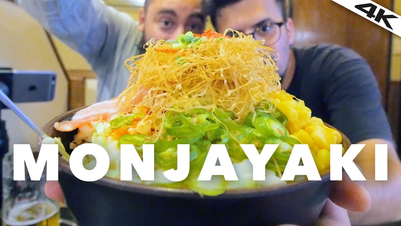 MONJAYAKI in Tokyo - Godzilla and Pizza Style! | Tsukishima, Tokyo [4K]