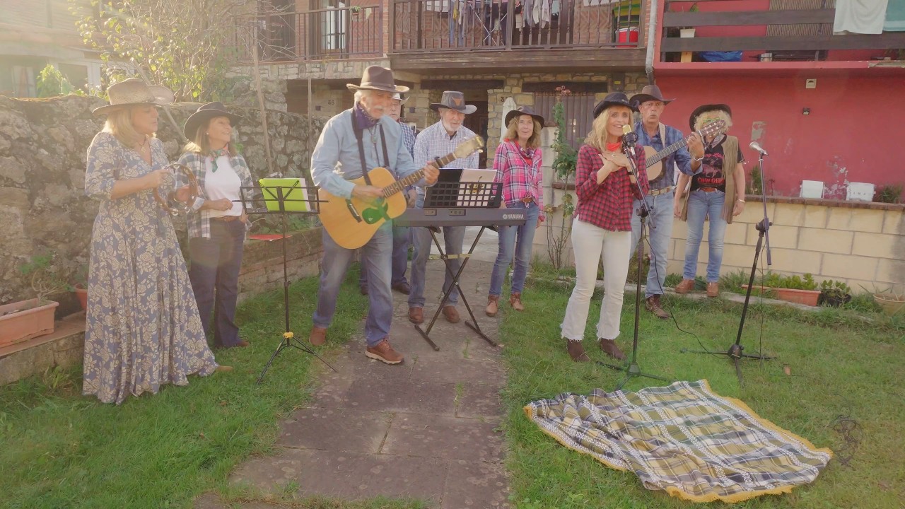 Country music. Blanket on the ground. 
