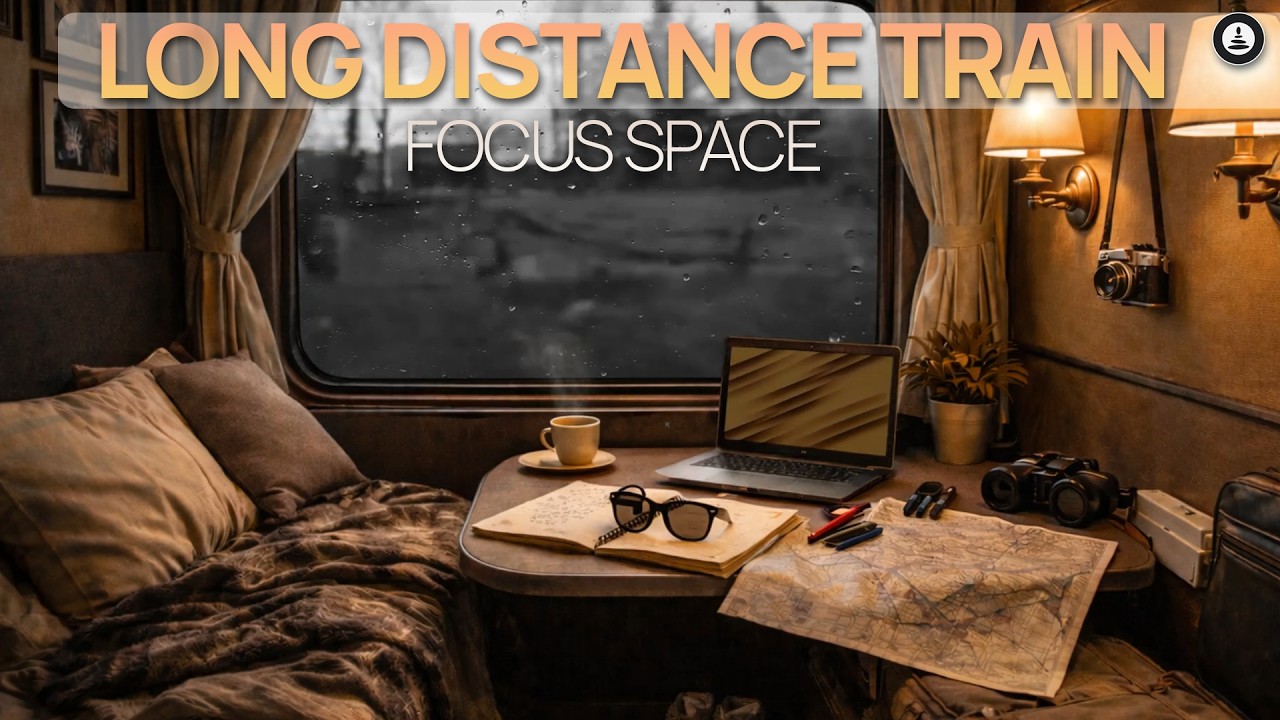 Rainy, Cozy Train Journey | Steady Travel Sounds, Focus Ambience, and Deep Calm