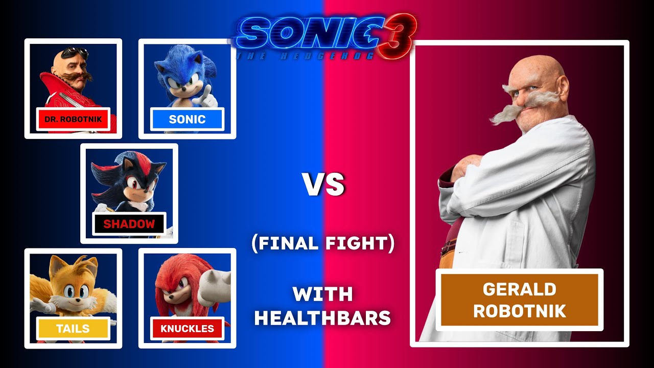 (1/2) Dr. Robotnik, Shadow, & Team Sonic Vs. Gerald Robotnik: (Final Fight) - With Healthbars