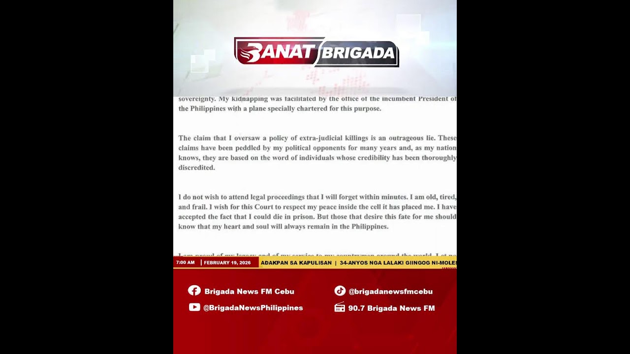 𝐁𝐀𝐍𝐀𝐓 𝐁𝐑𝐈𝐆𝐀𝐃𝐀 FEBRUARY 19, 2026 | THURSDAY 90.7 BRIGADA NEWS FM CEBU