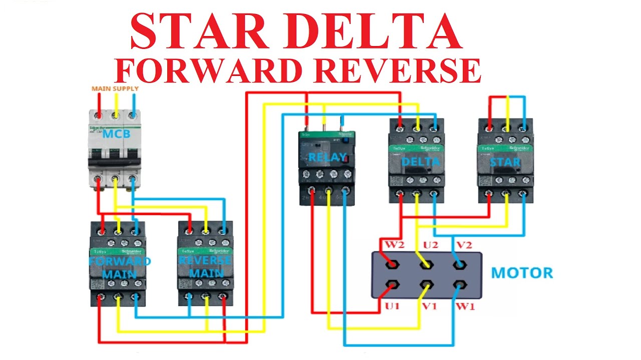 STAR DELTA FORWARD REVERSE STARTER WITH POWER & CONTROL DRAWING #star #delta #motor #starter #relay