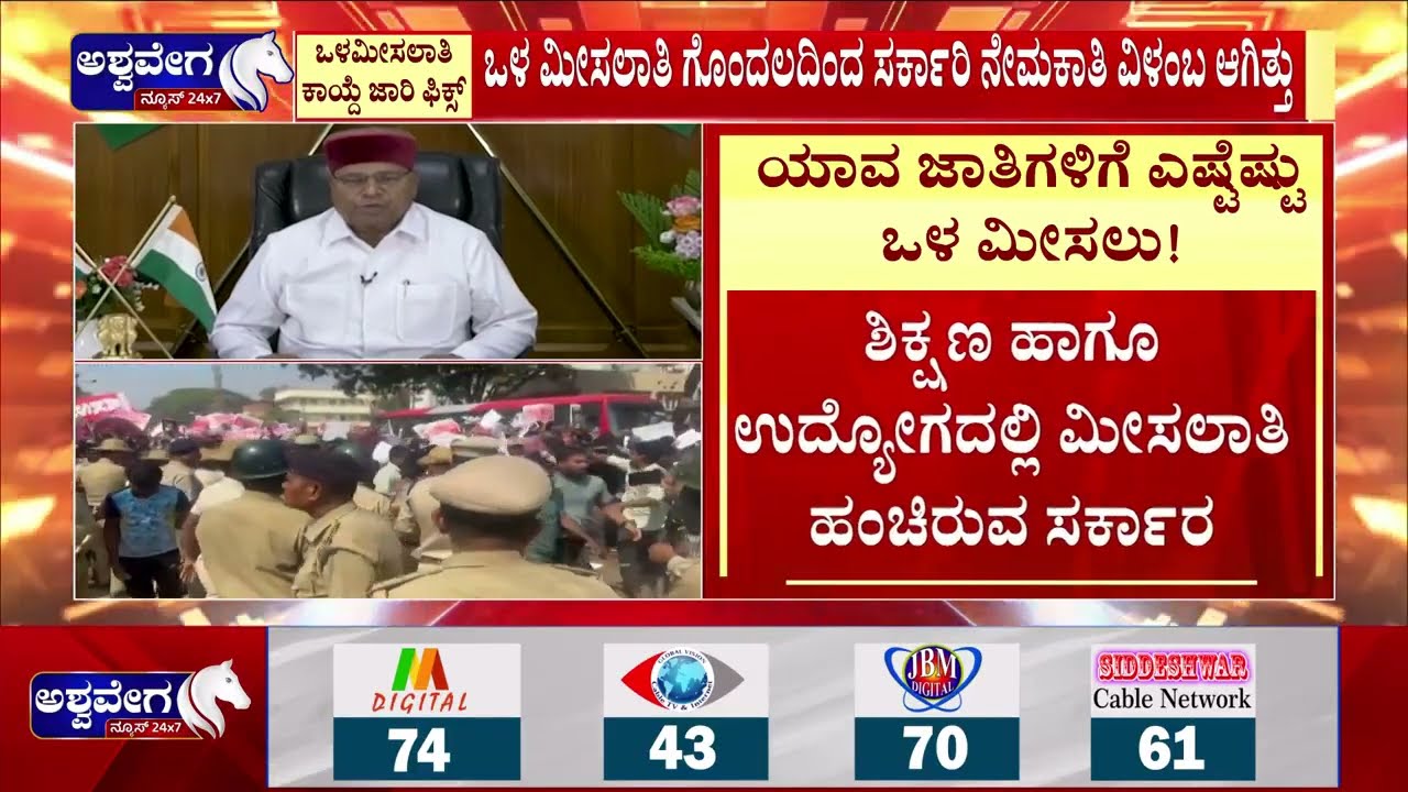 ಒಳ ಮೀಸಲಾತಿ ಮಸೂದೆಗೆ ರಾಜ್ಯಪಾಲರು ಅಂಕಿತ/ಇನ್ನೂ ನೇಮಕಾತಿ ನೀರಾಳ/56 ಸಾವಿರ ಖಾಲಿ ಹುದ್ದೆ ನೇಮಕಕ್ಕೆ ಒಪ್ಪಿಗೆ 