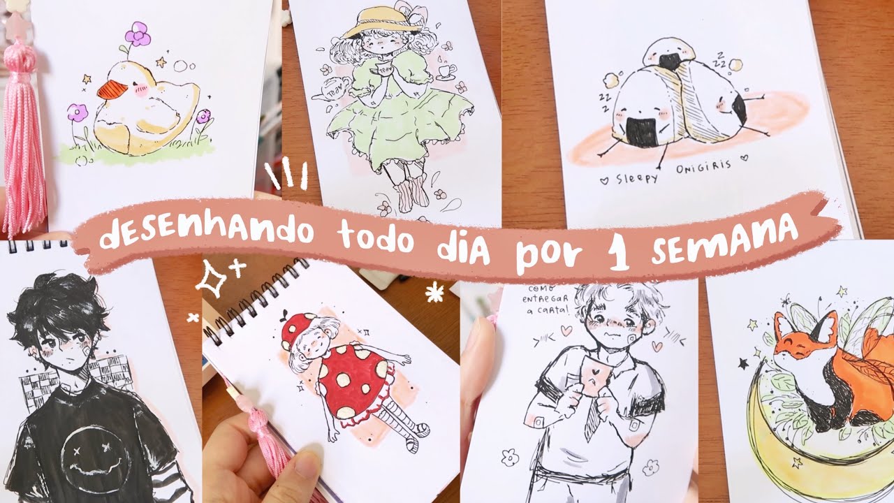 🍄✏️ desenhando todo dia por 1 semana 📒🍃
