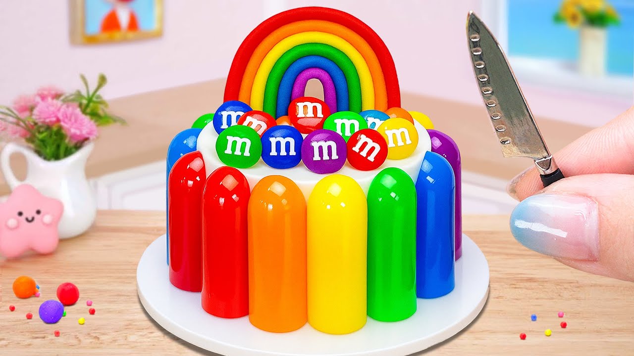 Pastel de Chocolate Arcoíris 🌈🍫 Satisfactorio Rainbow Chocolate Cake en Miniatura 🍰