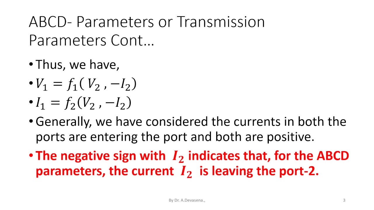 ABCD-PARAMETERS or TRANSMISSION PARAMETERS or CHAIN PARAMETERS
