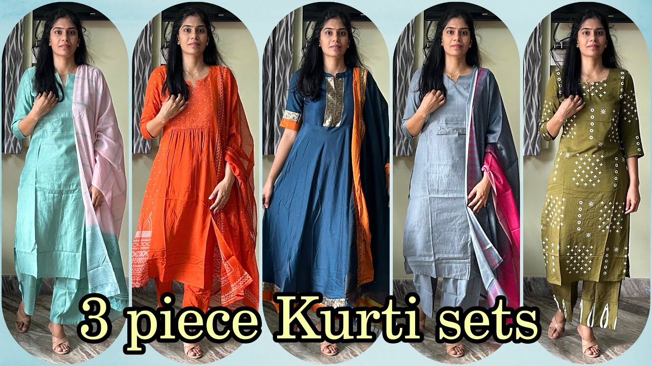 Simple 3 piece kurti sets below Rs 800/- for women from Amazon|Wardrobe refresh sale|40% to 80% off