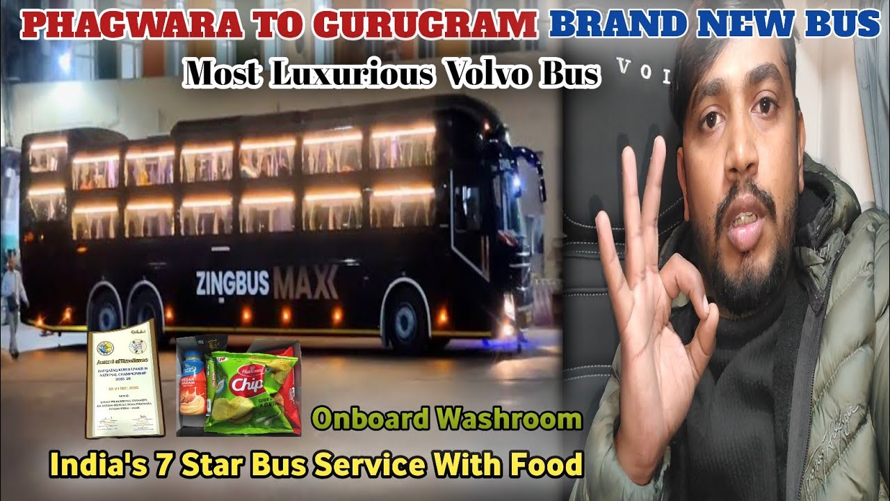 Phagwara To Gurugram Luxurious Volvo Sleeper Zingbus Maxx Journey | Washroom & Food Service #vlog103