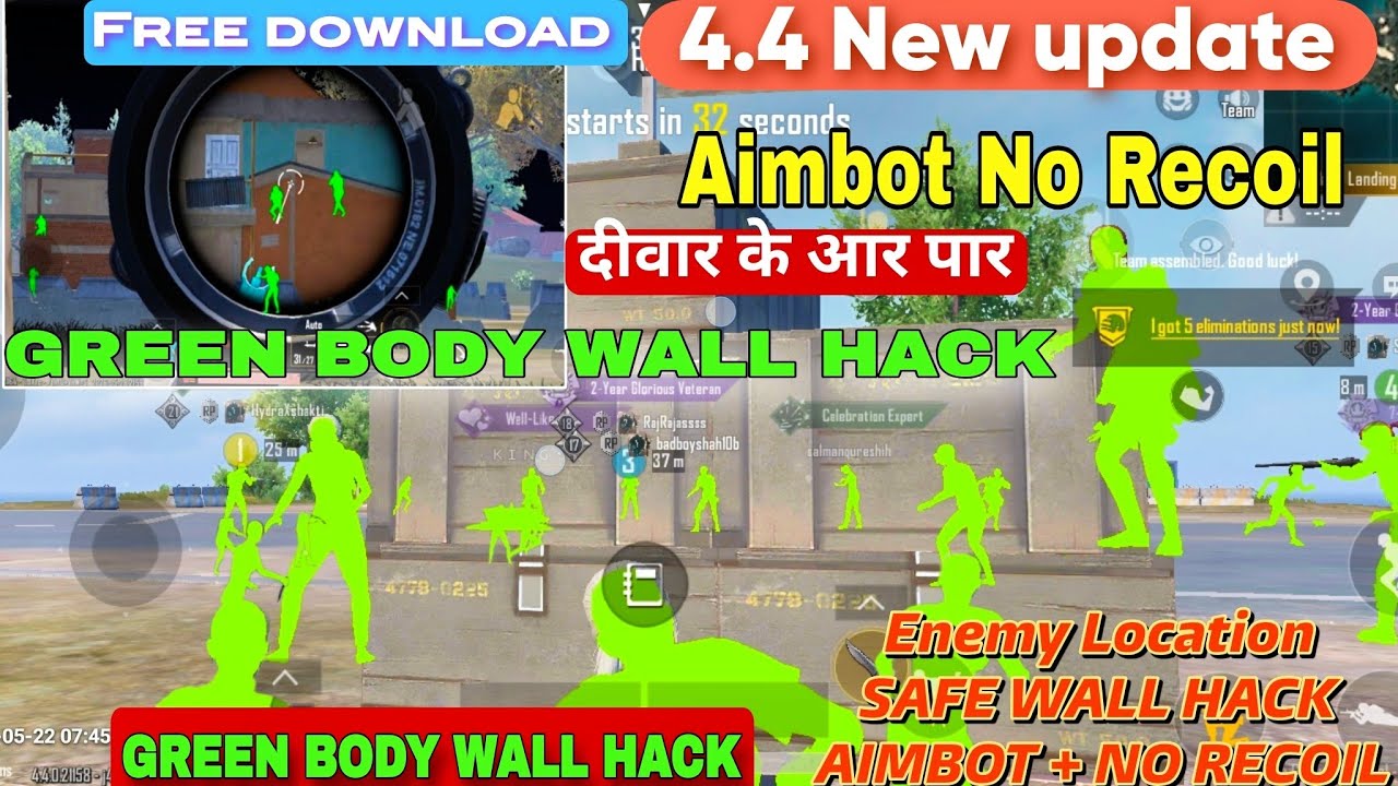 BGMI 4.4 GREEN BODY WALL HACK LATEST UPDATE | BGMI GREEN BODY 4.4 | BGMI GREEN BODY WALL HACK 4.4