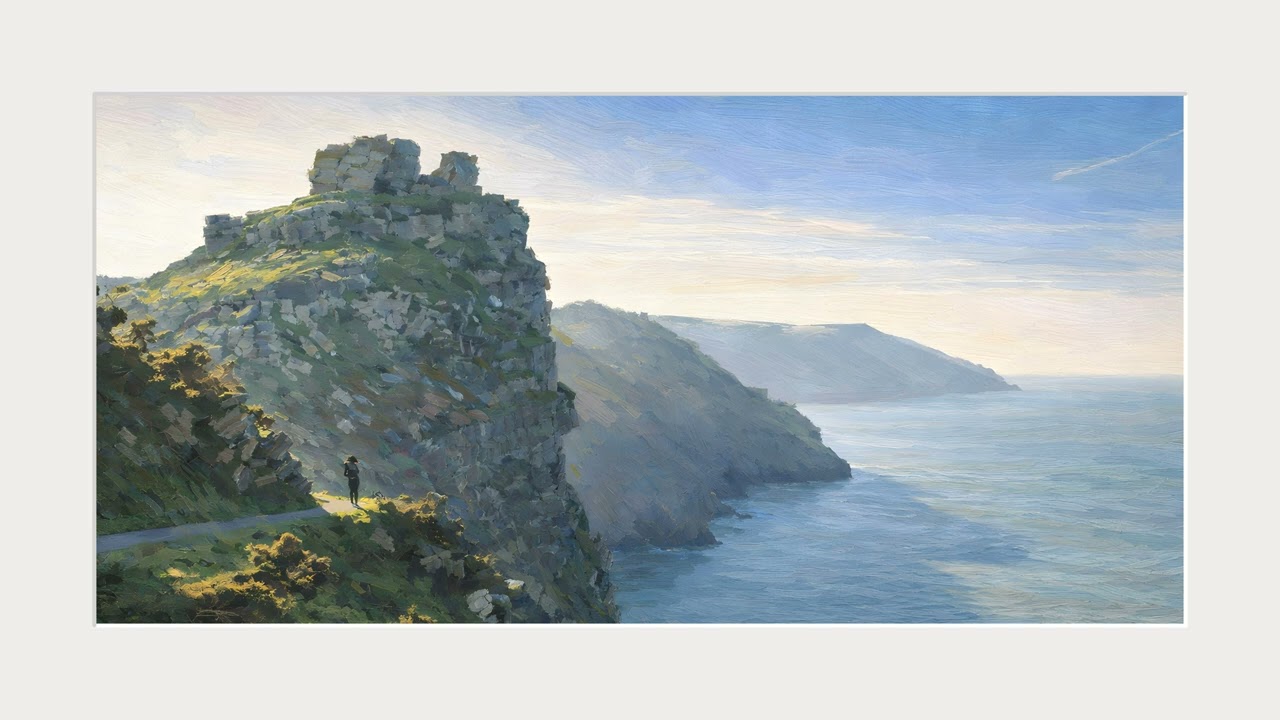 Clifftop Calm (White frame) | Timeless 4K Frame TV Coastal Art