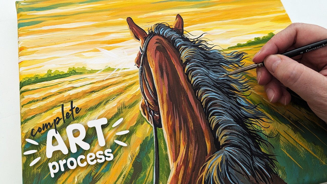 ASMR painting | riding into the sunset | Relaxing Brush Sounds