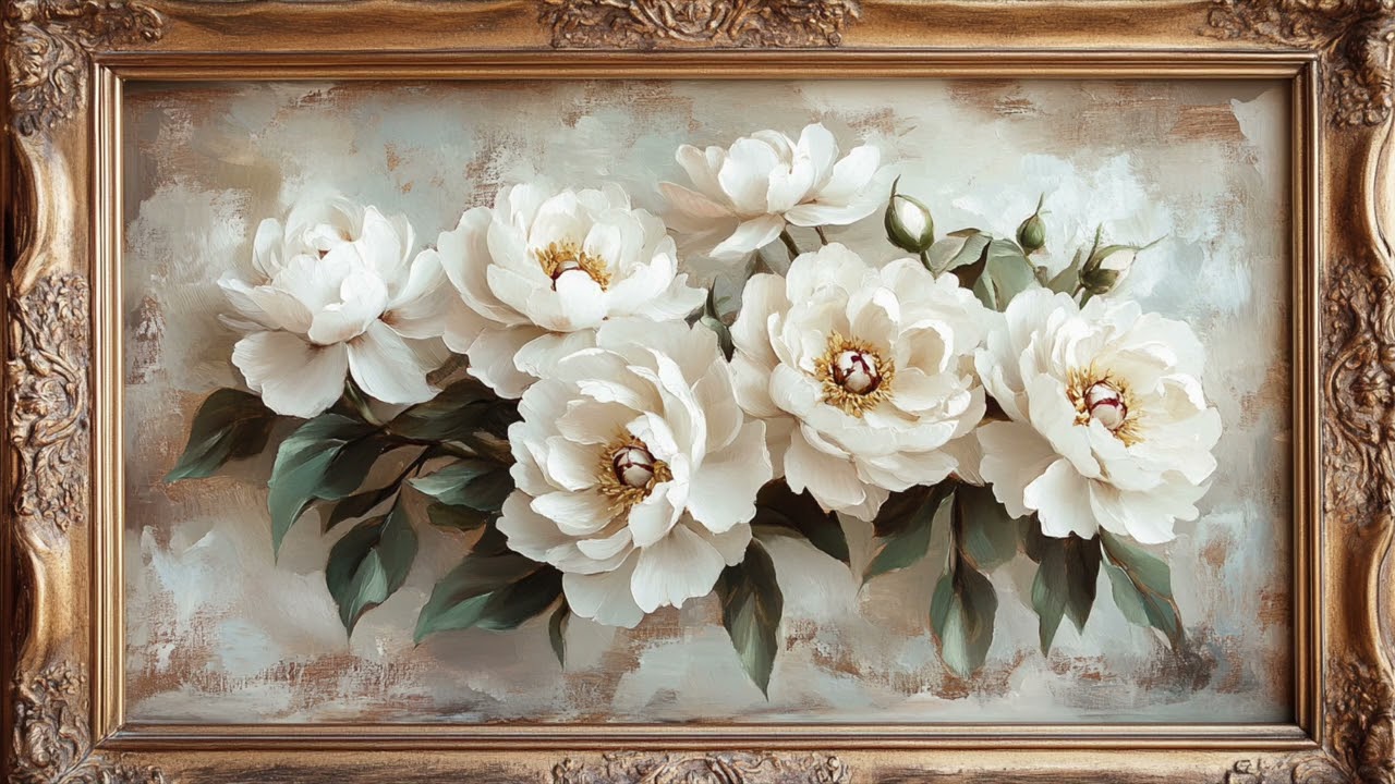 Floral Artwork Peonies To  Elevate Your Space | TV Display Screensaver HD
