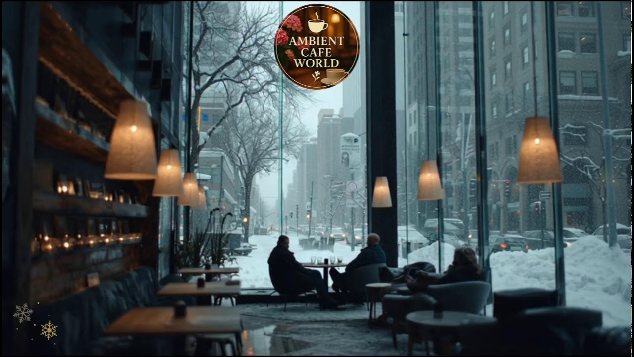 🔴 Calm Winter Night & Relaxing Jazz Background Music ,Cozy Coffee Shop Ambience with Soft Jazz Music