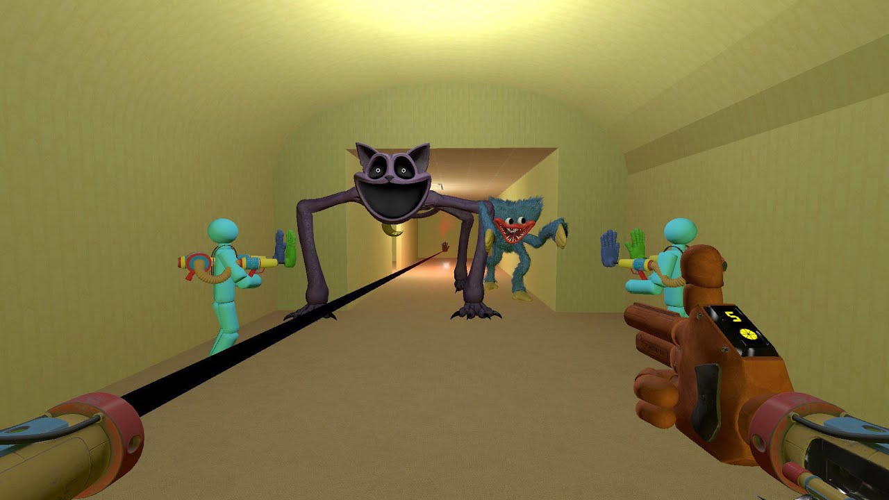 NEW LOCATION! CatNap & Huggy Wuggy Chase 100 Players in BACKROOMS in Garry's Mod