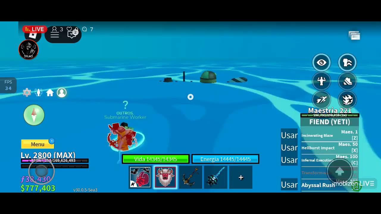 #roblox blox fruits (comi a yeti friend e evoluindo do 1 ao 600 de maestria)🍈🤩🍅
