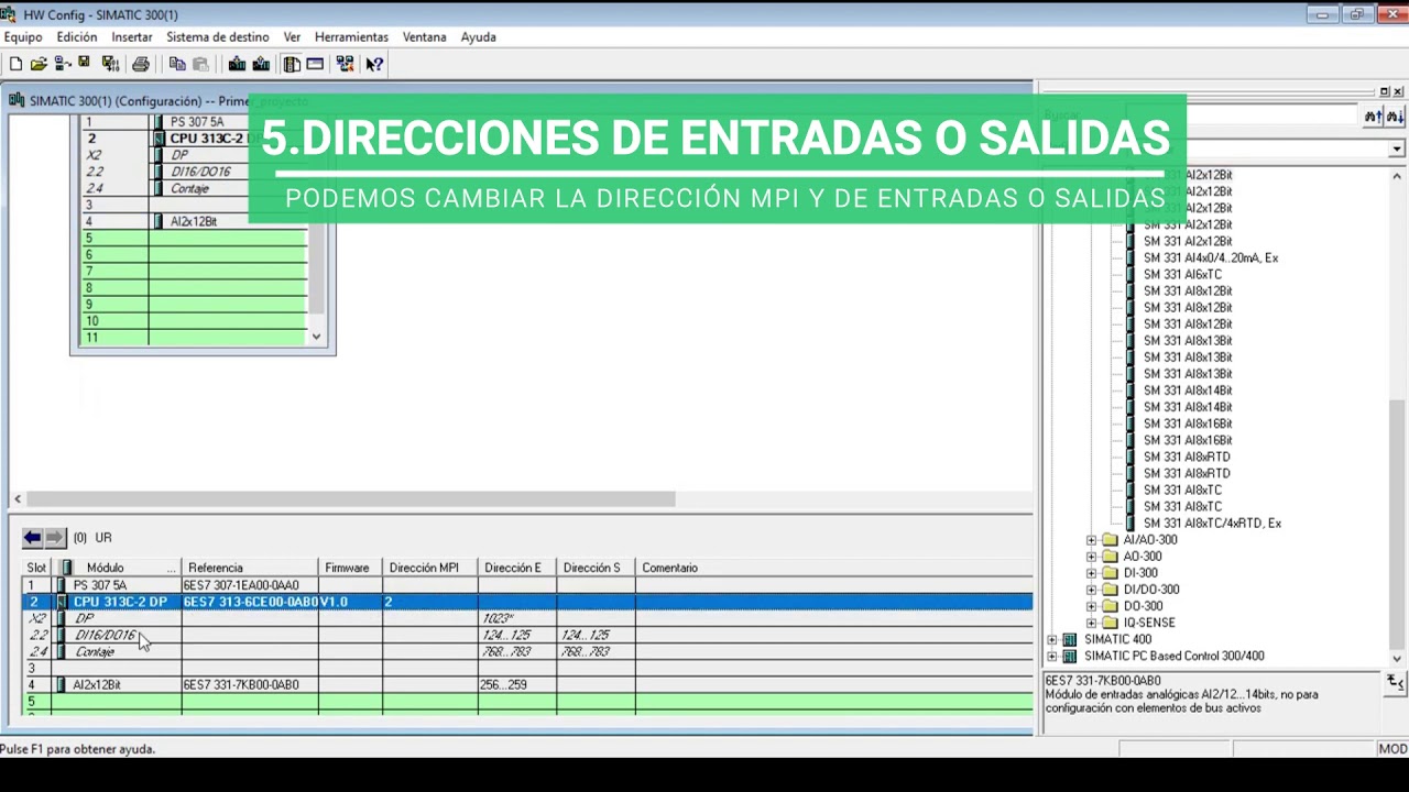 Configuración de hardware de un PLC s7-300 con Step 7