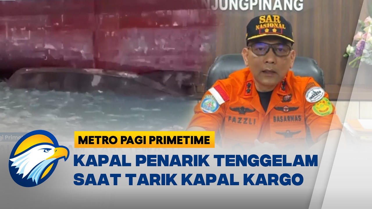 Detik-detik Kapal Penarik Terbalik Saat Menarik Kapal Kargo di Batam - [Metro Pagi Primetime]