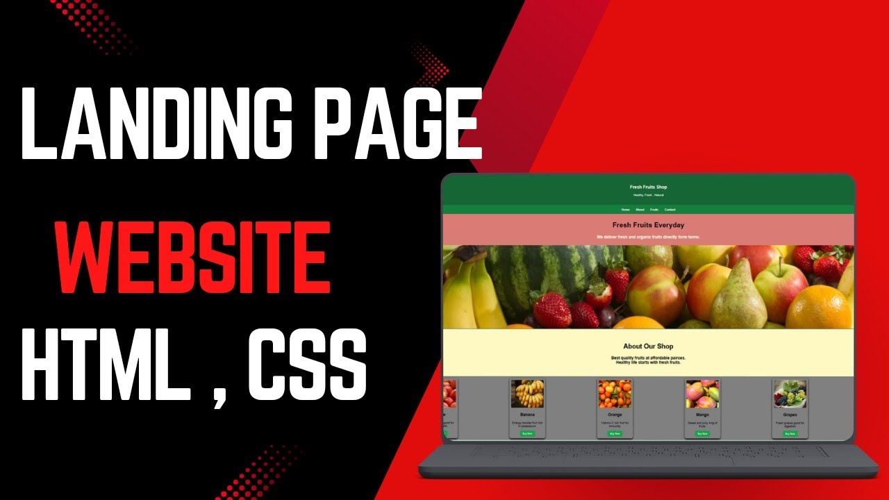 How to Create Fruit Landing Page Website Using HTML CSS | Beginner Tutorial