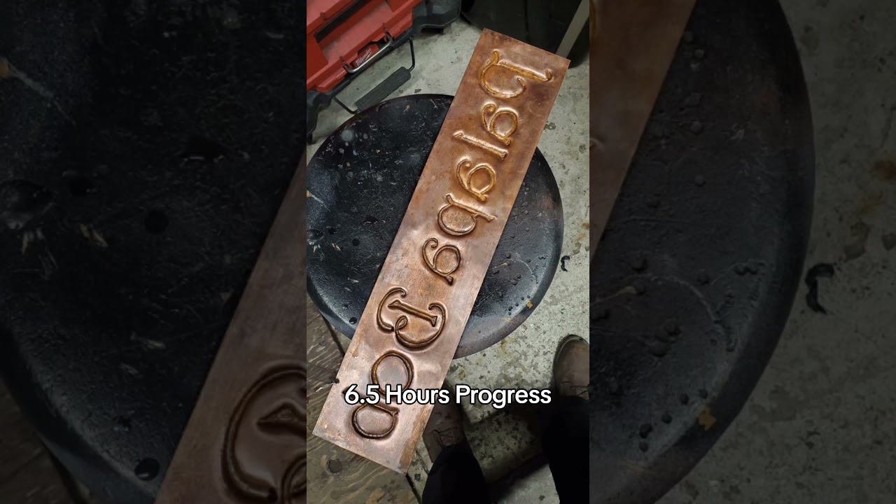Hand Hammered Copper Sign #chasing #art #coppersmith #blacksmith #copper