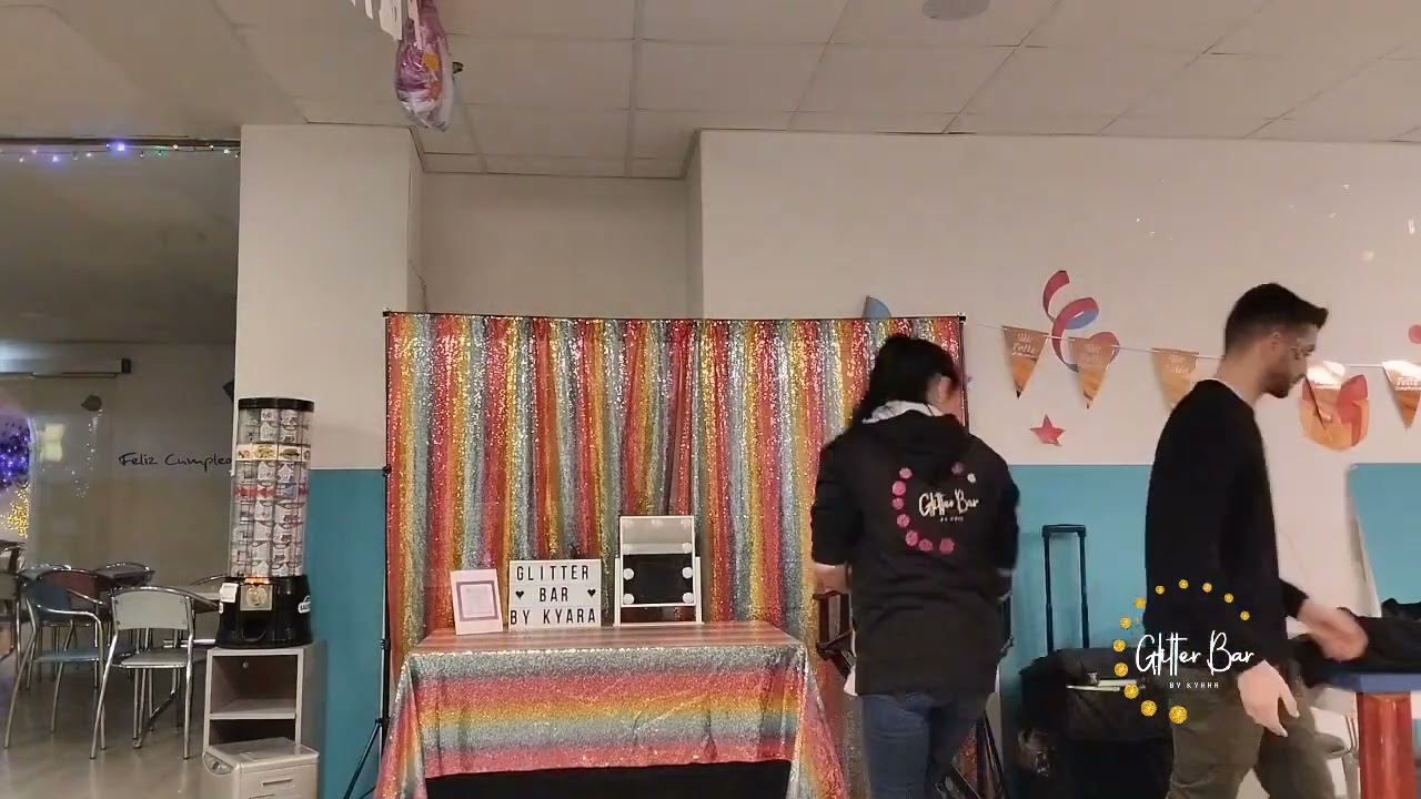 stand Glitter bar para cumpleaños