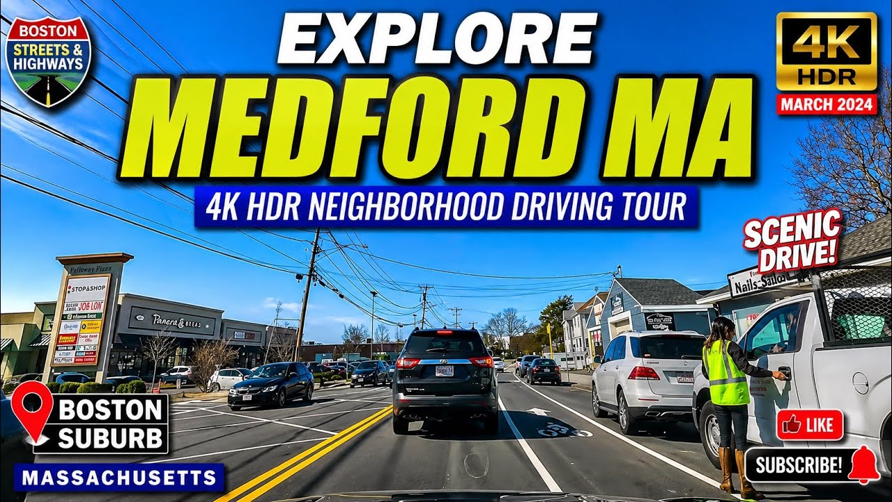 🚙 Medford, Massachusetts 4K | Boston Suburb Driving Tour - 3/8/24