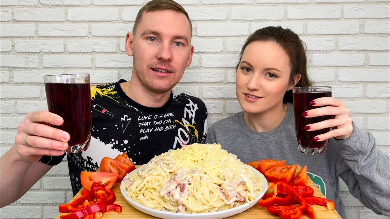 МУКБАНГ ПАСТА КАРБОНАРА С БЕКОНОМ МНОГО СЫРА РЕЦЕПТ ответы на вопросы MUKBANG PASTA CARBONARA