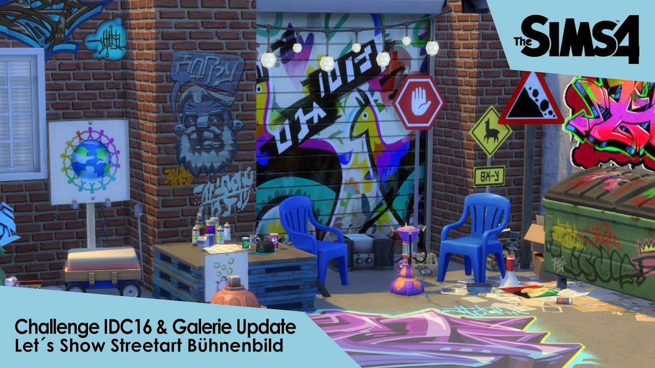 Sims 4 💚 Challenge #2 - Challenge IDC16 von SimsFans.de - Streetart B&uuml;hnenbild