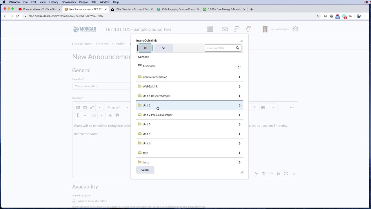 D2L - Creating Announcements
