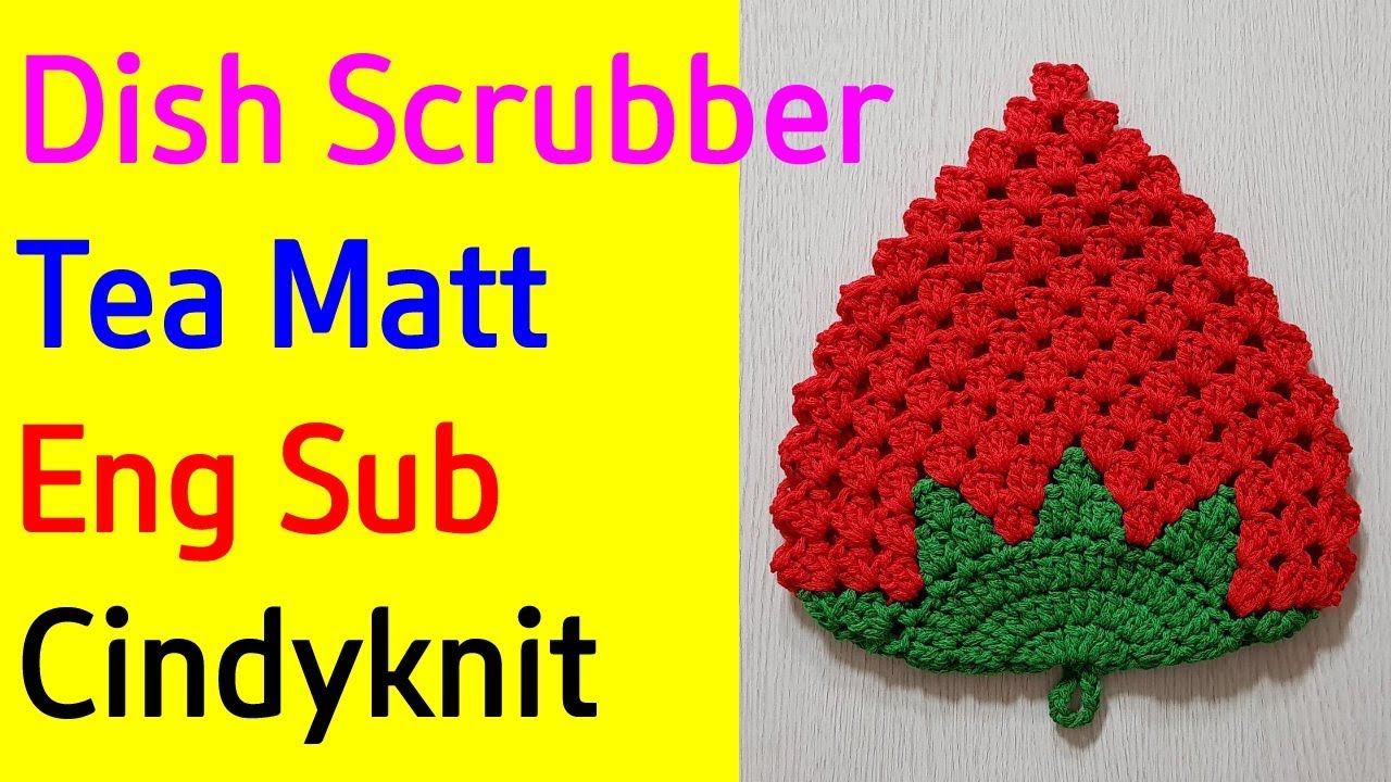 Crochet strawberry dish scrubber(big,small size)-Eng sub