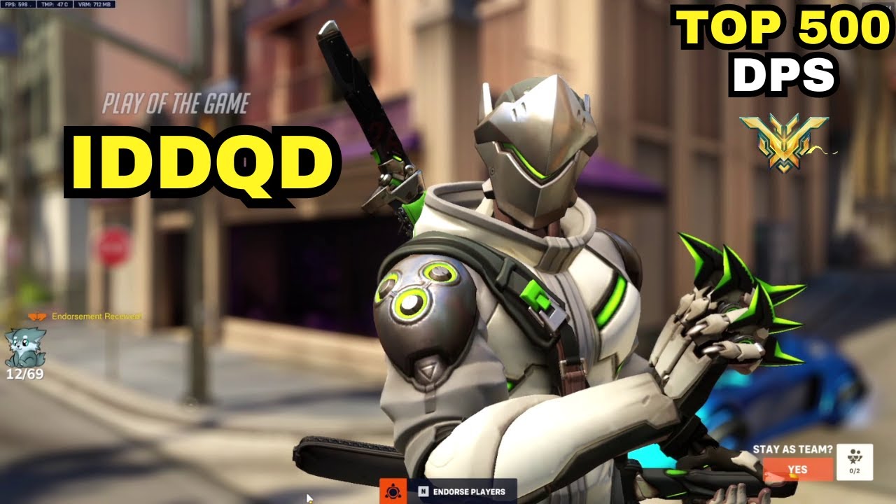 POTG! IDDQD | GENJI | TOP 500 | HOLLYWOOD | OVERWATCH 2 SEASON 12