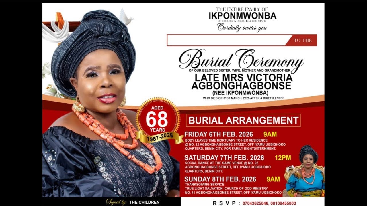 Burial Ceremony Of Late Mrs. Victoria Agbonghagbonse ( Nee Ikponmwonba ) P Media  Pro is live!