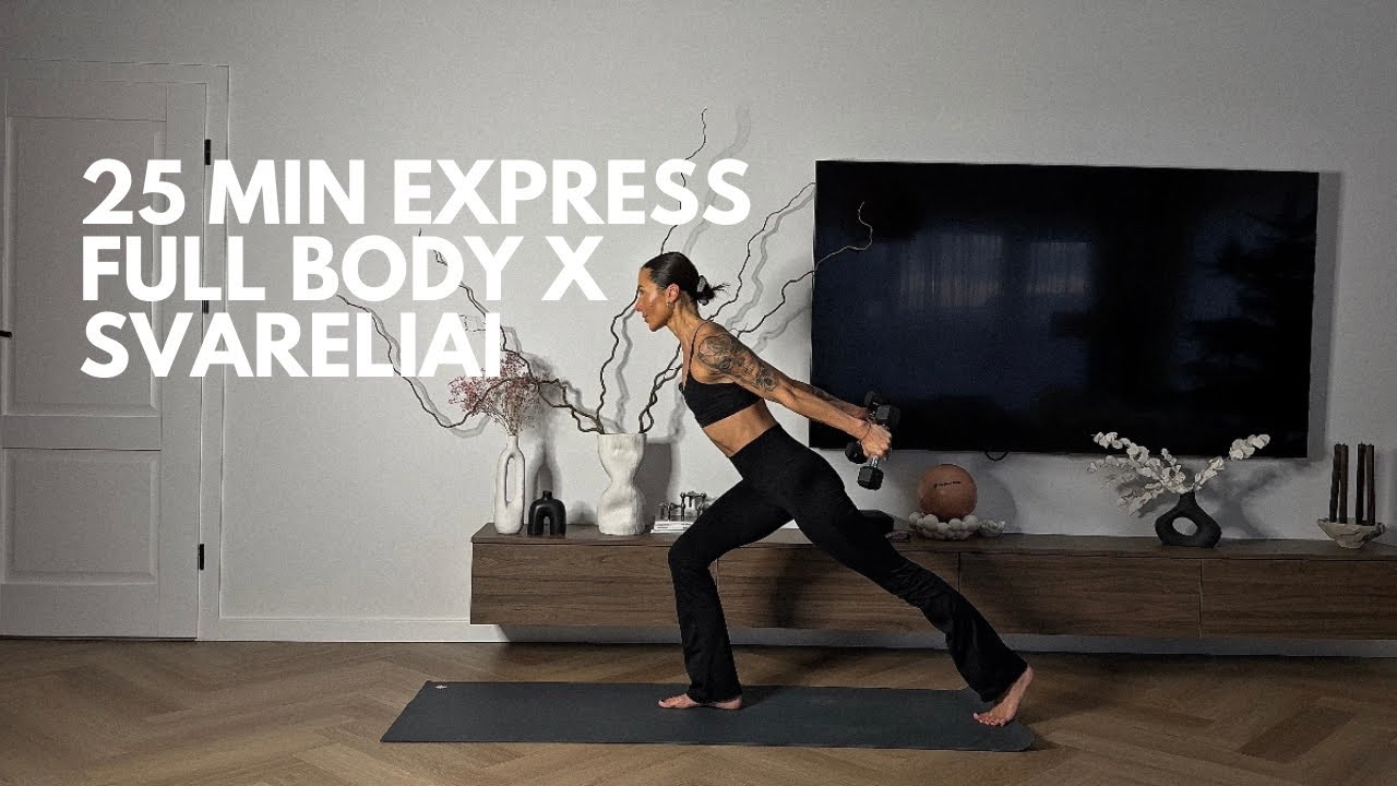 25 MIN EXPRESS FULL BODY TRENIRUOTĖ | SU SVARELIAIS | CORE & CHIC | Pilatesas namuose