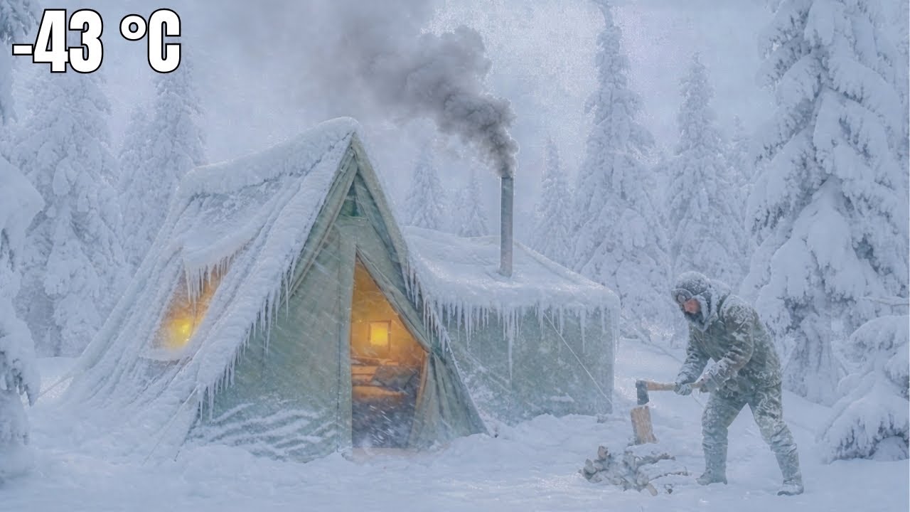 Snow Crushes My Tent — Surviving Camping Alone in Winter | Extreme Off Grid Winter Life