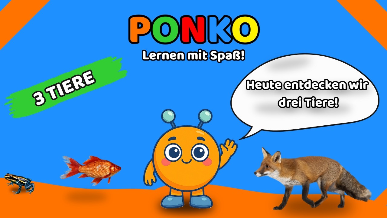 Tiere lernen für Kinder – Frosch, Fisch, Fuchs | Ponko Deutsch