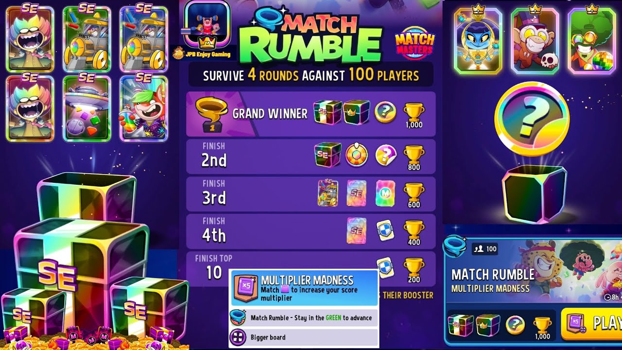 Match Rumble 100 Players/ Multiplier Madness + Super Sized/ Match Masters.