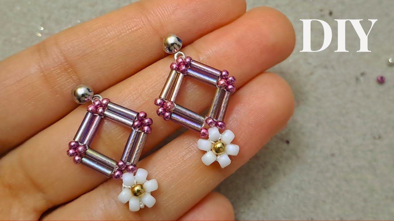Exquisite Bugle Beads and Daisy Chain Earrings Tutorial | DIY Jewelry Making | Beebeecraft