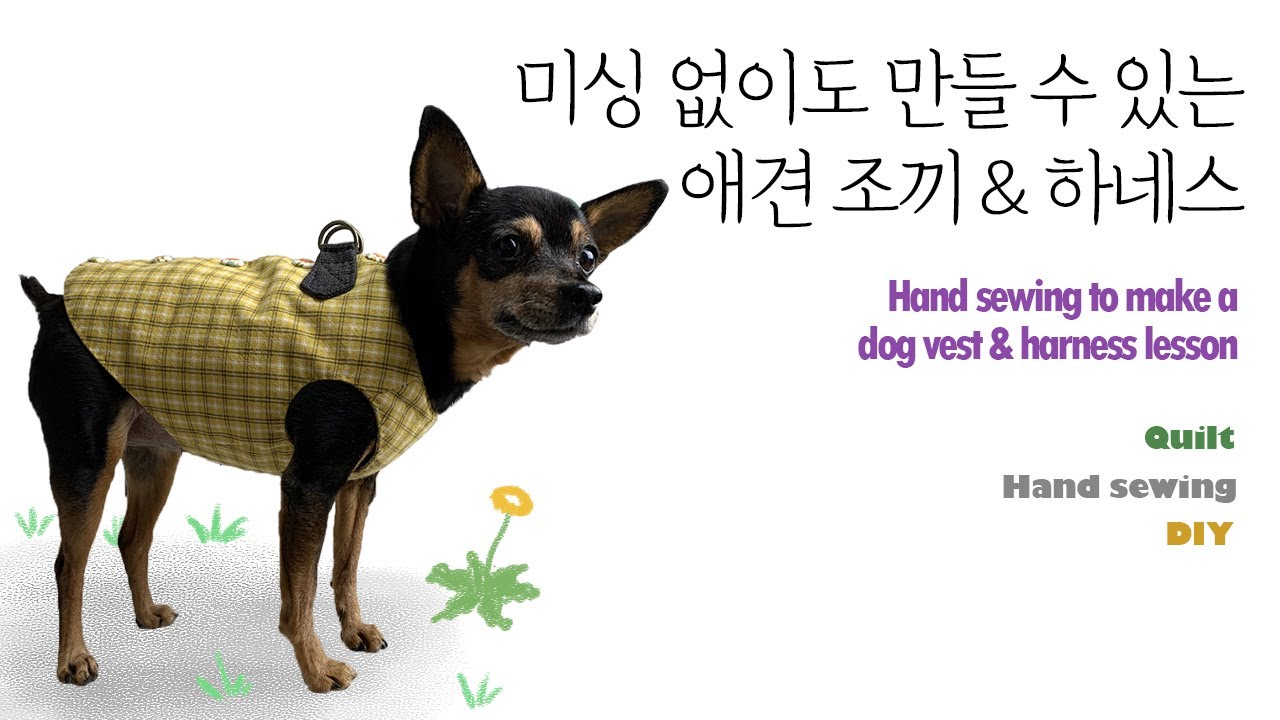 Eng.Sub[손바느질로 만드는 애견옷🐕] 편안하게 입을 수 있는 하네스조끼 만들기 ,Hand sewing to make a dog vest & harness lesson
