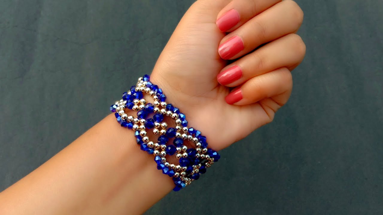 Crystal Cuff Bracelet//Beaded Bracelet Making How To// Useful & Easy