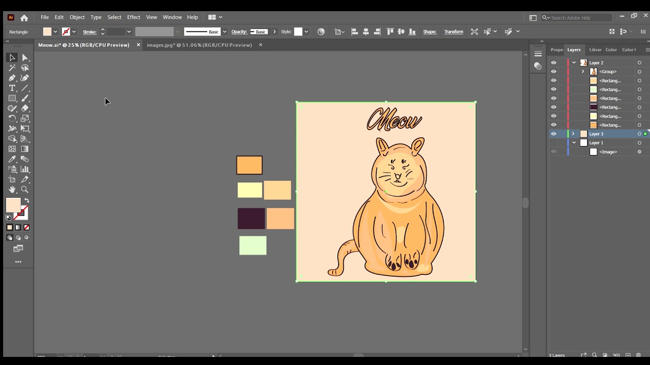 Minimal Vector Meow Illustration