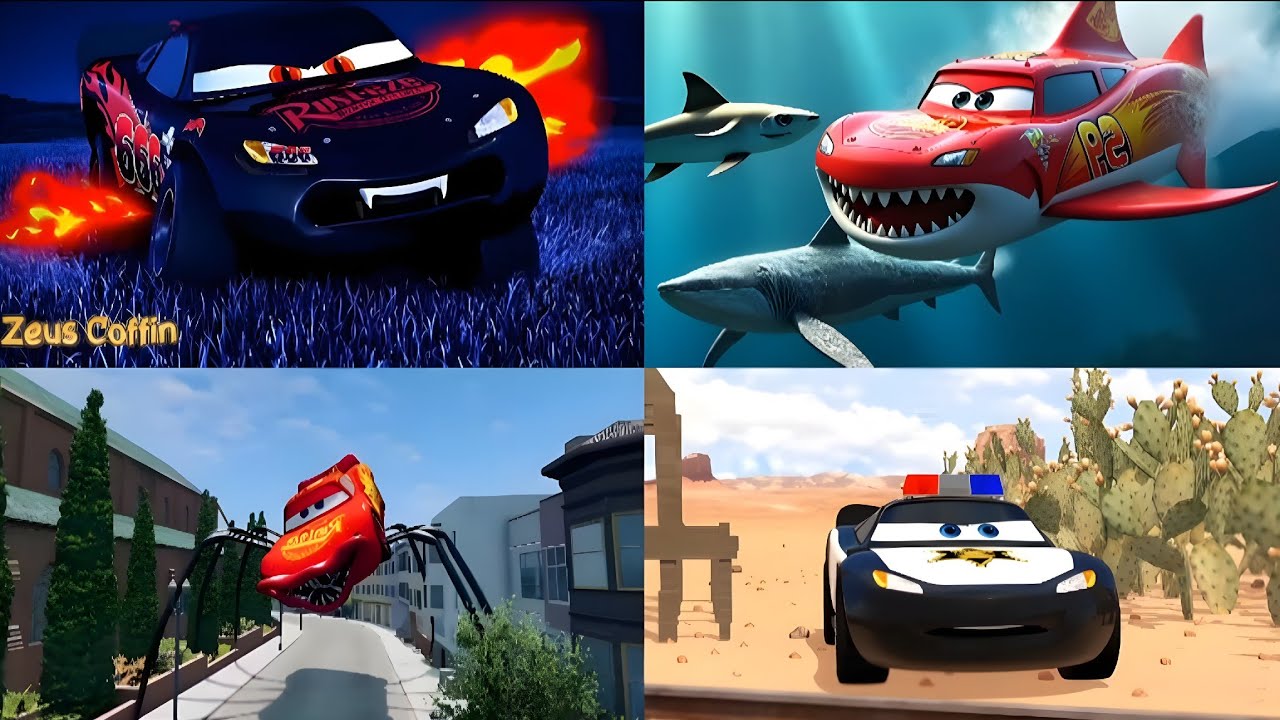 Evil Mcqueen vs Police Mcqueen vs Shark Mcqueen vsEater Mcqueen - Coffin Dance