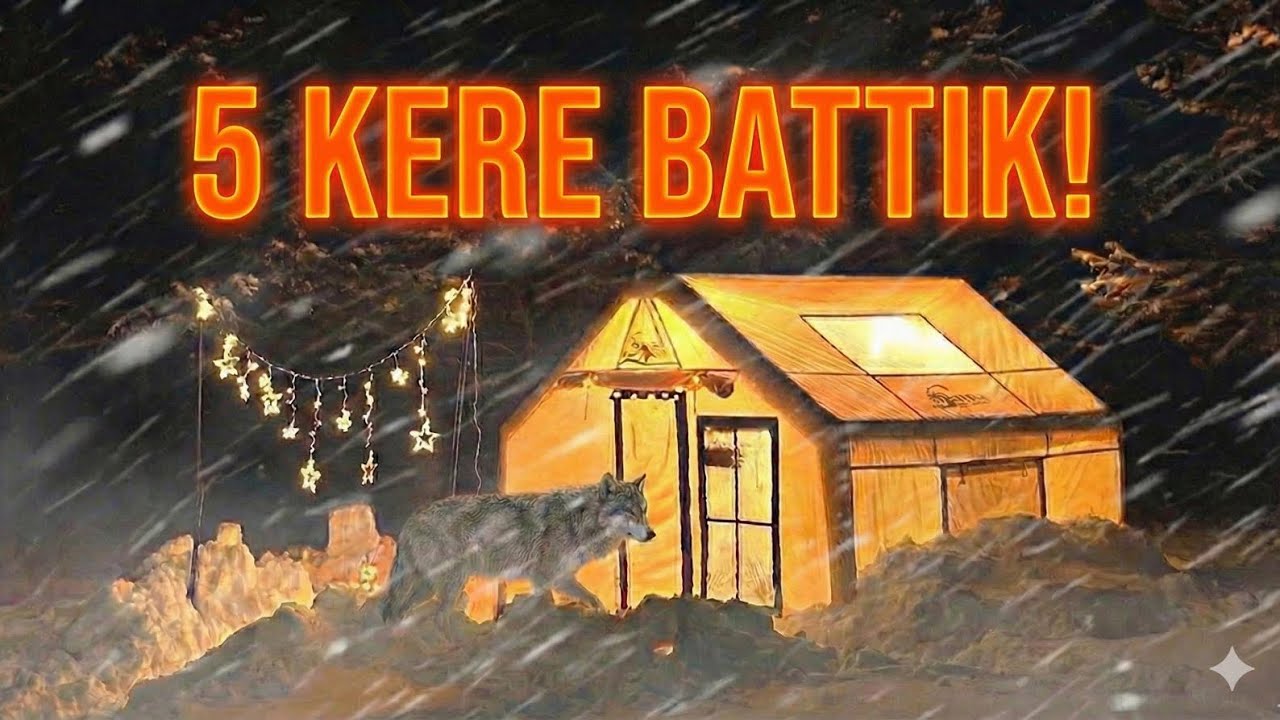Зимний кемпинг во время метели + Мы увидели волка по дороге домой! 🐺❄️
