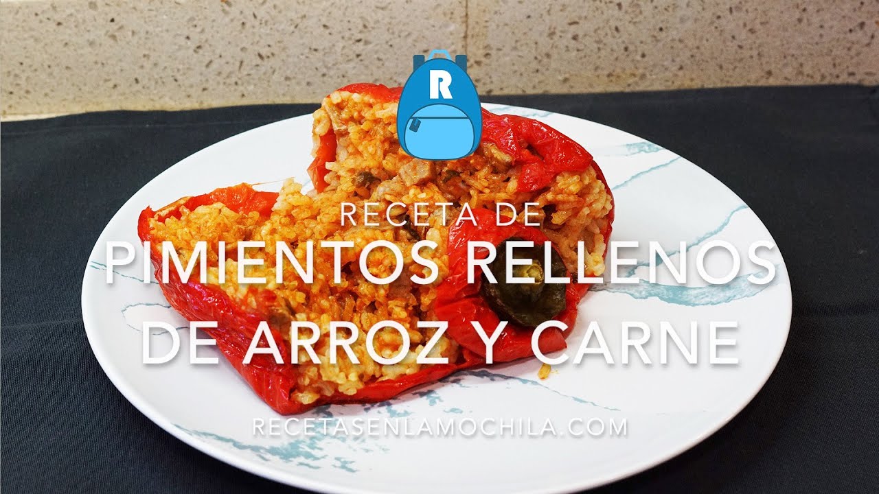Receta de Pimientos rellenos de arroz y carne al horno